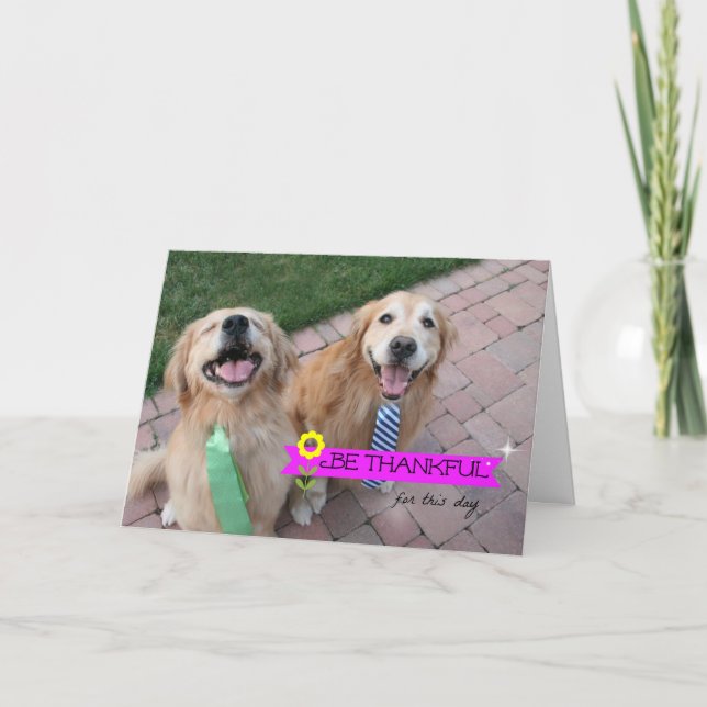 Cartes Pour Fêtes Annuelles Golden Retriever Soit Jour de Thanksgiving (Devant)