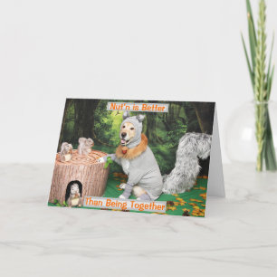 Cartes Pour Fêtes Annuelles Golden Retriever Squirrel Harvest Thankgiving 