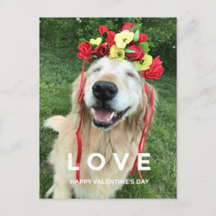 Cartes Pour Fêtes Annuelles Golden Retriever with Flower Crown Valentine's Day