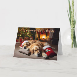 Cartes Pour Fêtes Annuelles Golden Retrivers Asleep Holiday Card