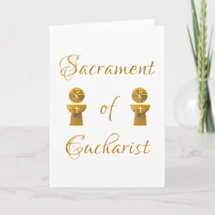 Cartes Pour Fêtes Annuelles Golden Sacrament of Eucharist Host and Chalice