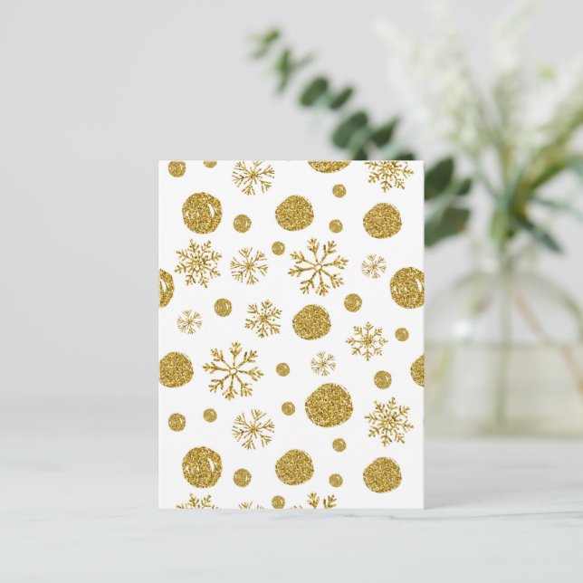 Cartes Pour Fêtes Annuelles Golden Snow Flakes 1 (Debout devant)