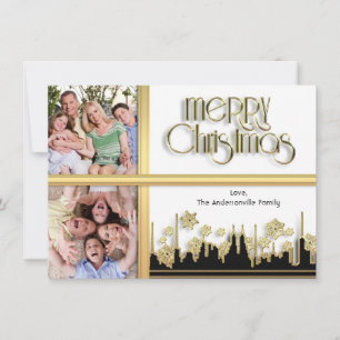 Cartes Pour Fêtes Annuelles Golden Snowflake Christmas Photo Card