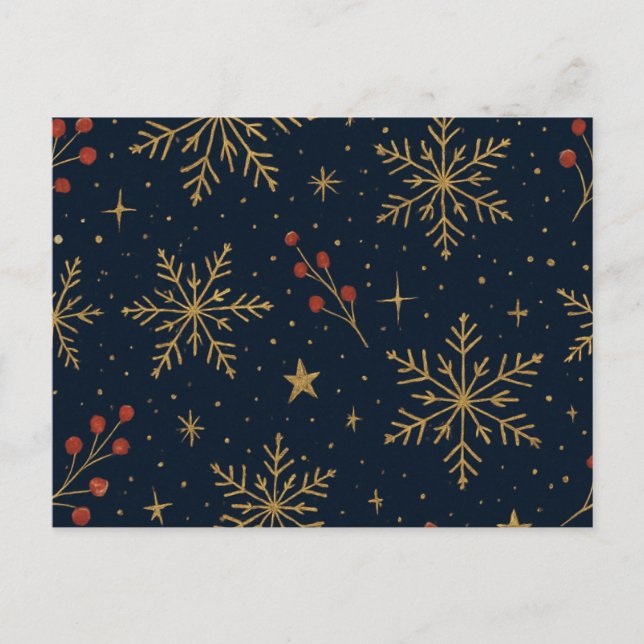 Cartes Pour Fêtes Annuelles Golden Winter Glow Pattern | Holiday (Devant)