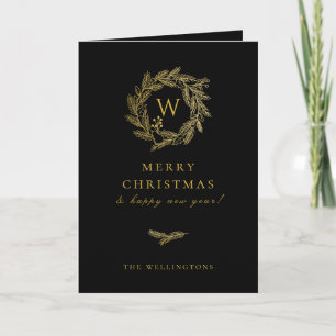 Cartes Pour Fêtes Annuelles Golden Winter Wire Black