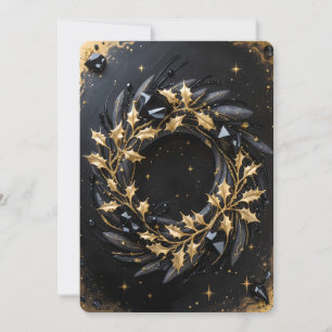 Cartes Pour Fêtes Annuelles Golden Winter Wreath Holiday Greeting Card