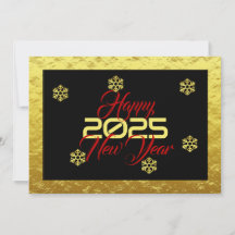 Golden wish card New Year with snowflakes