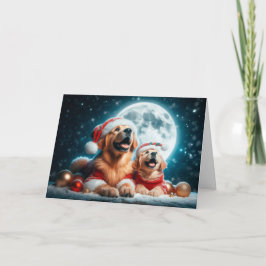 Cartes Pour Fêtes Annuelles Goldens Happy it is Snowing Christmas Card
