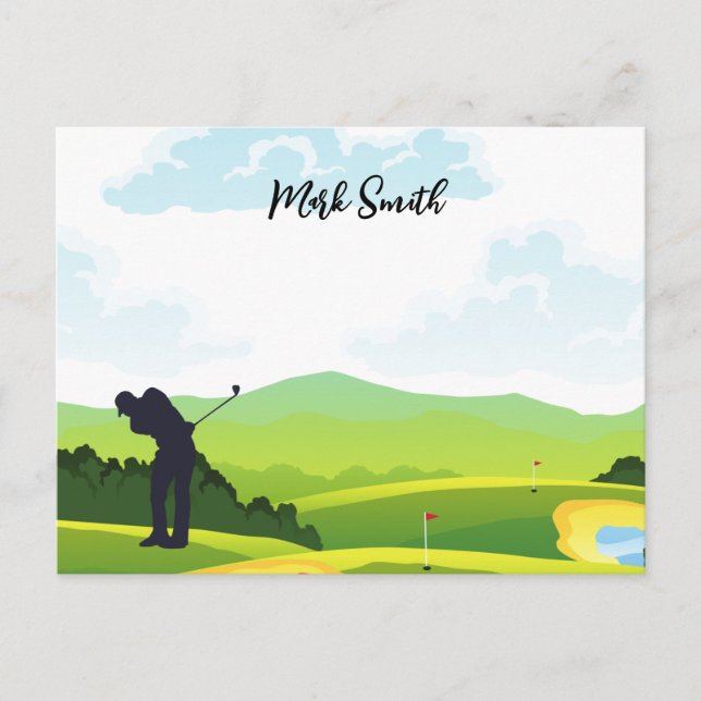 Cartes Pour Fêtes Annuelles Golf avec Nom pour golfeur (Devant)