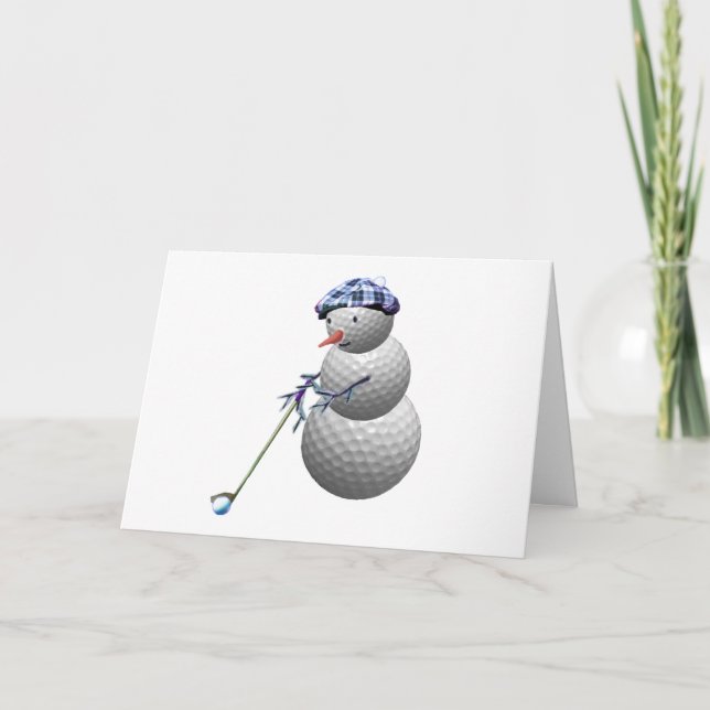 Cartes Pour Fêtes Annuelles Golf Ball Snowman Noël (Devant)
