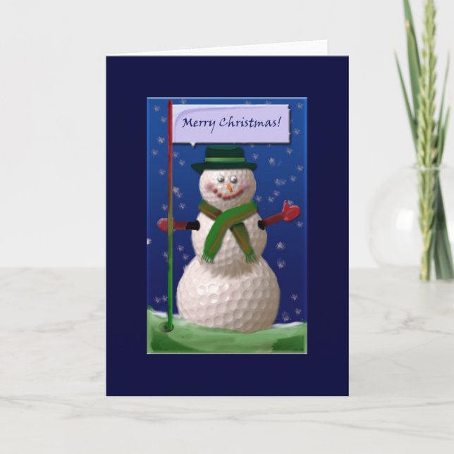 Cartes Pour Fêtes Annuelles Golf Ball Snowman pour Golf Nut (Devant)