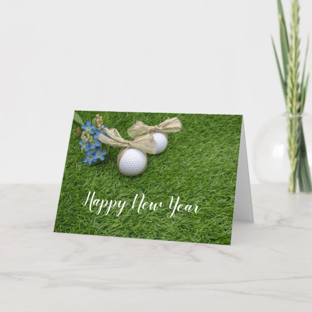 Cartes Pour Fêtes Annuelles Golf Bonne année (Devant)