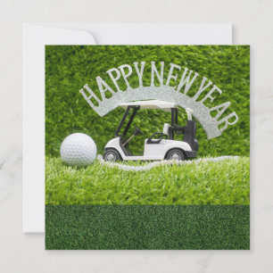 Cartes Pour Fêtes Annuelles Golf Bonne année sur l'herbe verte pour Golfer