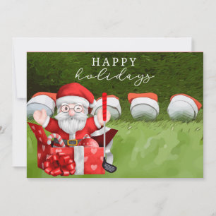 Cartes Pour Fêtes Annuelles Golf Christmas Holiday Santa Claus aquarelle