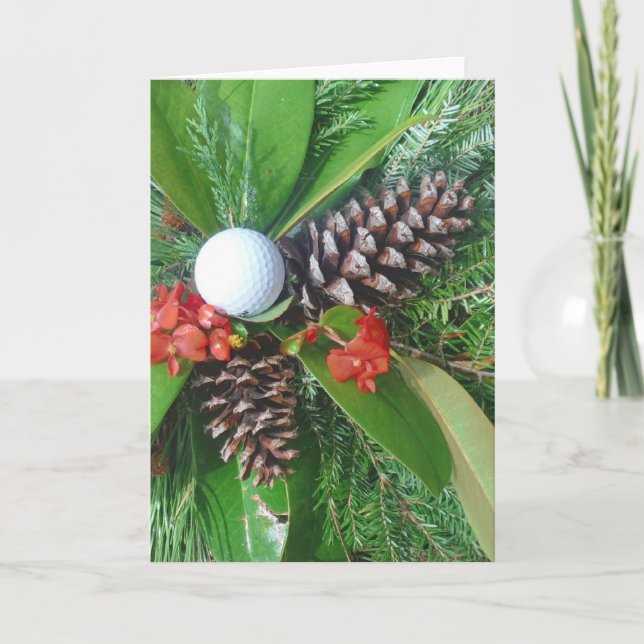 Cartes Pour Fêtes Annuelles Golf cônes de pin et verdure Noël (Devant)