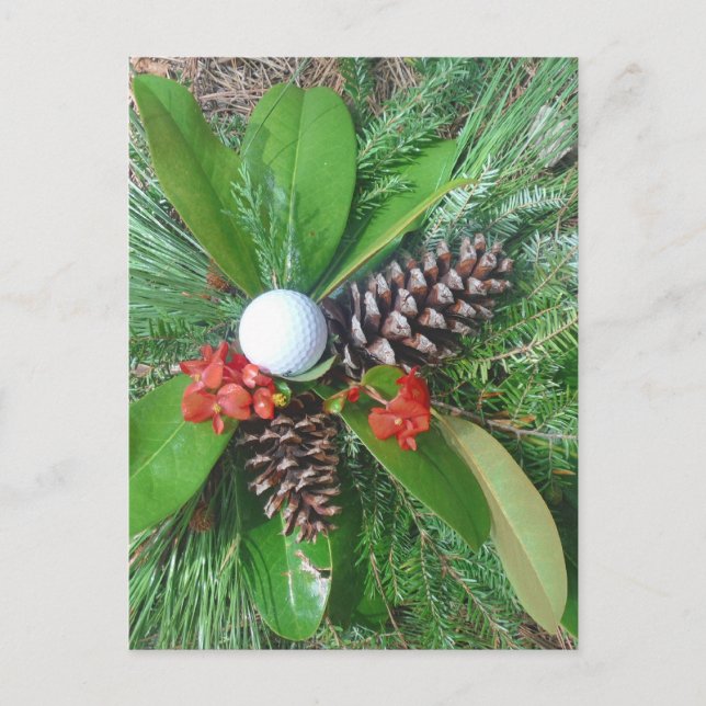 Cartes Pour Fêtes Annuelles Golf cônes de pin et verdure Noël (Devant)