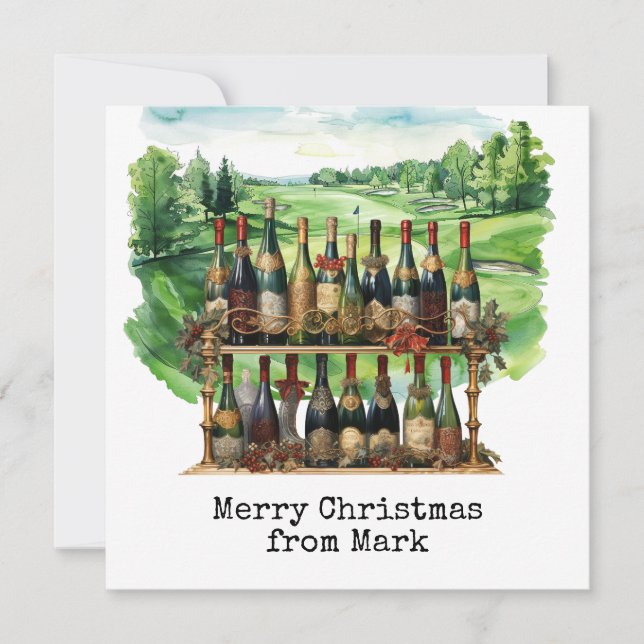 Cartes Pour Fêtes Annuelles Golf Course avec boisson de Noël pour golfeur (Devant)