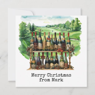Cartes Pour Fêtes Annuelles Golf Course avec boisson de Noël pour golfeur