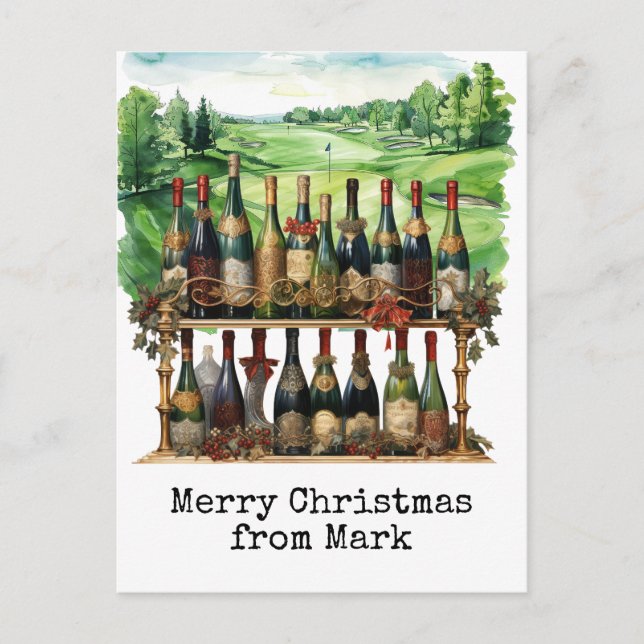 Cartes Pour Fêtes Annuelles Golf Course avec boisson de Noël pour golfeur (Devant)