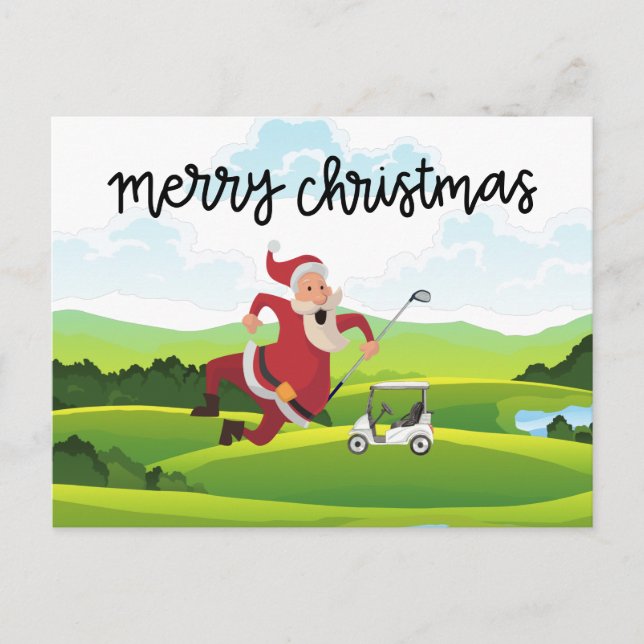 Cartes Pour Fêtes Annuelles Golf et Santa Claus pour Noël (Devant)