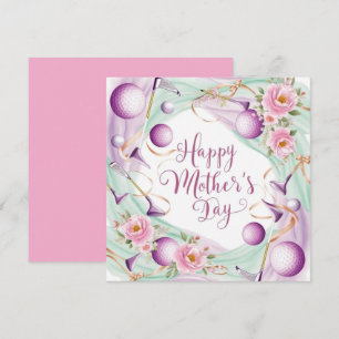 Cartes Pour Fêtes Annuelles Golf Fête des Mères avec balle et fleurs pour Mama