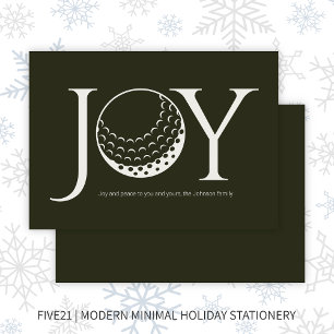 Cartes Pour Fêtes Annuelles Golf Joie & Paix Dark Green Flat Christmas
