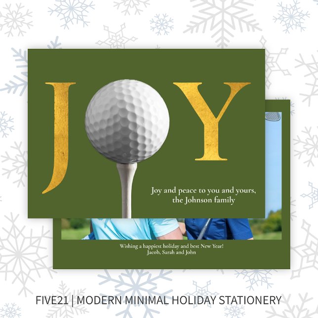 Cartes Pour Fêtes Annuelles Golf Joy & Peace Green Christmas Photo (Créateur téléchargé)