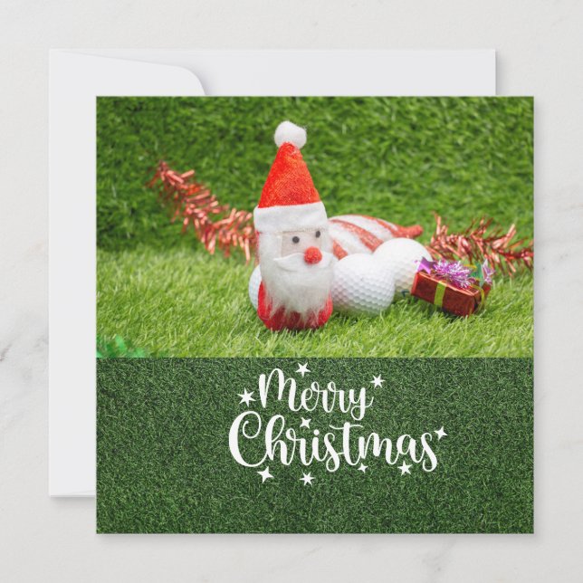 Cartes Pour Fêtes Annuelles Golf Joyeux Noël avec le Père Noël (Devant)