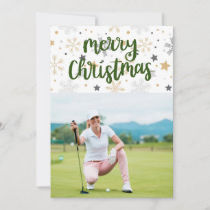 Cartes Pour Fêtes Annuelles Golf Joyeux Noël avec votre propre photo