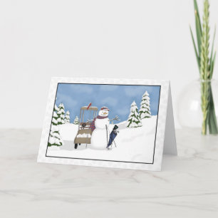 Cartes Pour Fêtes Annuelles Golf lunatique de bonhomme de neige