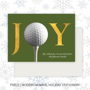 Cartes Pour Fêtes Annuelles Golf moderne Joie & Paix Noël vert