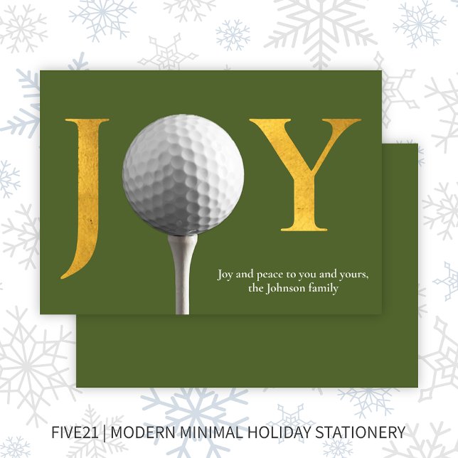 Cartes Pour Fêtes Annuelles Golf moderne Joie & Paix Noël vert (Créateur téléchargé)