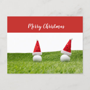 Cartes Pour Fêtes Annuelles Golf Noël avec balle de golf et chapeau de Père No