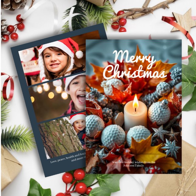 Cartes Pour Fêtes Annuelles Golf Noël bougie ・ Trois Photo Marine (Créateur téléchargé)