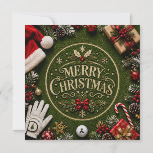 Cartes Pour Fêtes Annuelles Golf Noël sur gazon vert