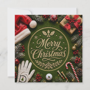 Cartes Pour Fêtes Annuelles Golf Noël sur gazon vert