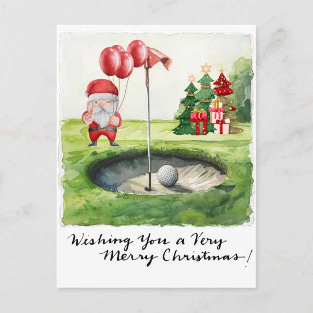Cartes Pour Fêtes Annuelles Golf Noël thème pour golfeur sur le terrain (Devant)