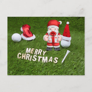 Cartes Pour Fêtes Annuelles Golf Noël Vacances avec balle et Père Noël