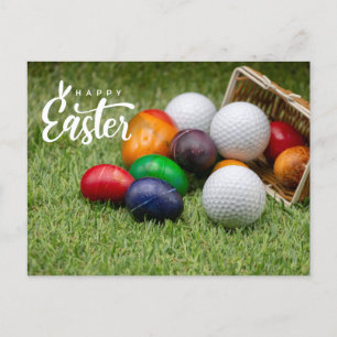 Cartes Pour Fêtes Annuelles Golf Pâques avec oeufs colorés balle de golf