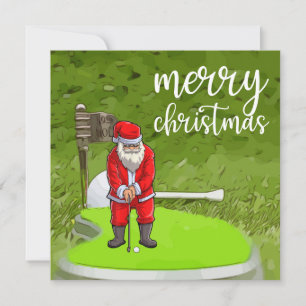 Cartes Pour Fêtes Annuelles Golf Père Noël avec sapin de Noël cadeau pour Golf