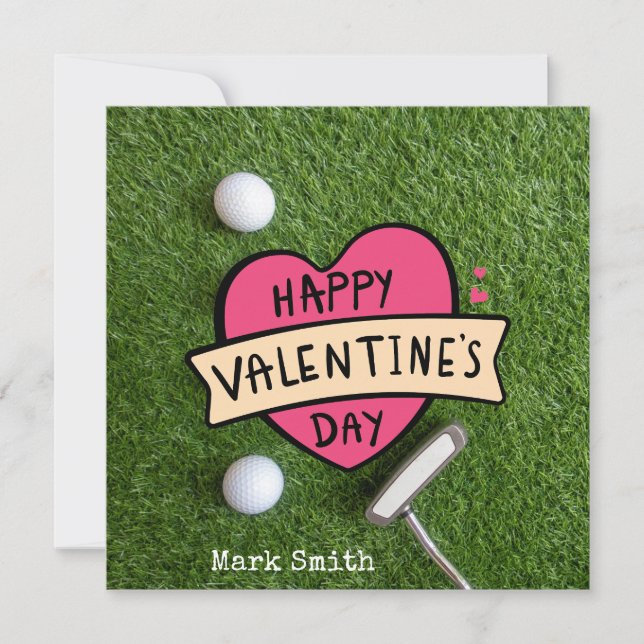 Cartes Pour Fêtes Annuelles Golf Saint-Valentin avec balle pour golfeur (Devant)