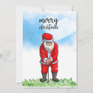 Cartes Pour Fêtes Annuelles Golf Santa Claus est golfeur à Noël