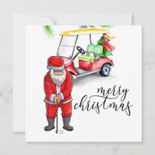Cartes Pour Fêtes Annuelles Golf Santa Claus est golfeur à Noël