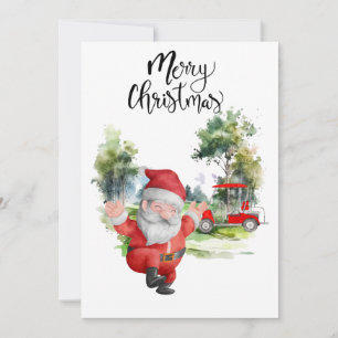 Cartes Pour Fêtes Annuelles Golf Santa Claus pour l'aquarelle de Noël de Golfe