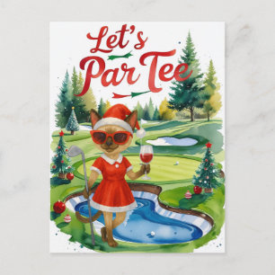 Cartes Pour Fêtes Annuelles Golf Siamese Chat est en Noël Golf Course