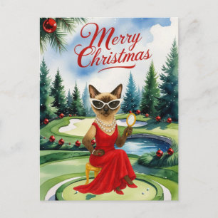 Cartes Pour Fêtes Annuelles Golf Siamese Chat est en Noël Golf Course