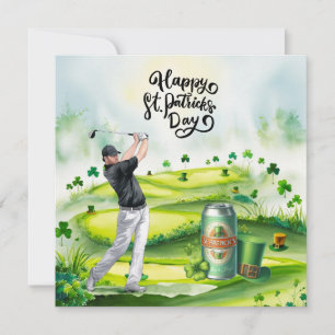 Cartes Pour Fêtes Annuelles Golf St. Patrick's Day Aquarelle