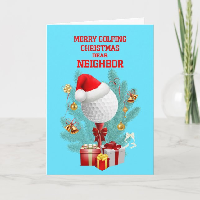 Cartes Pour Fêtes Annuelles Golfball de Noël voisin (Devant)