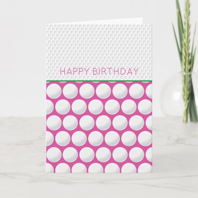 Cartes Pour Fêtes Annuelles Golfer Joyeux Anniversaire Propre Message Pink Mod (Devant)