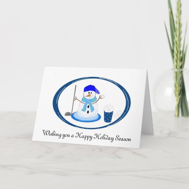 Cartes Pour Fêtes Annuelles Golfer Snowman souhaite (Devant)